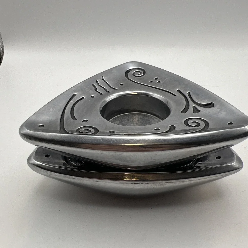 Lenox Candle Holders Votive Tealight Silver Triangle Decor 5.4